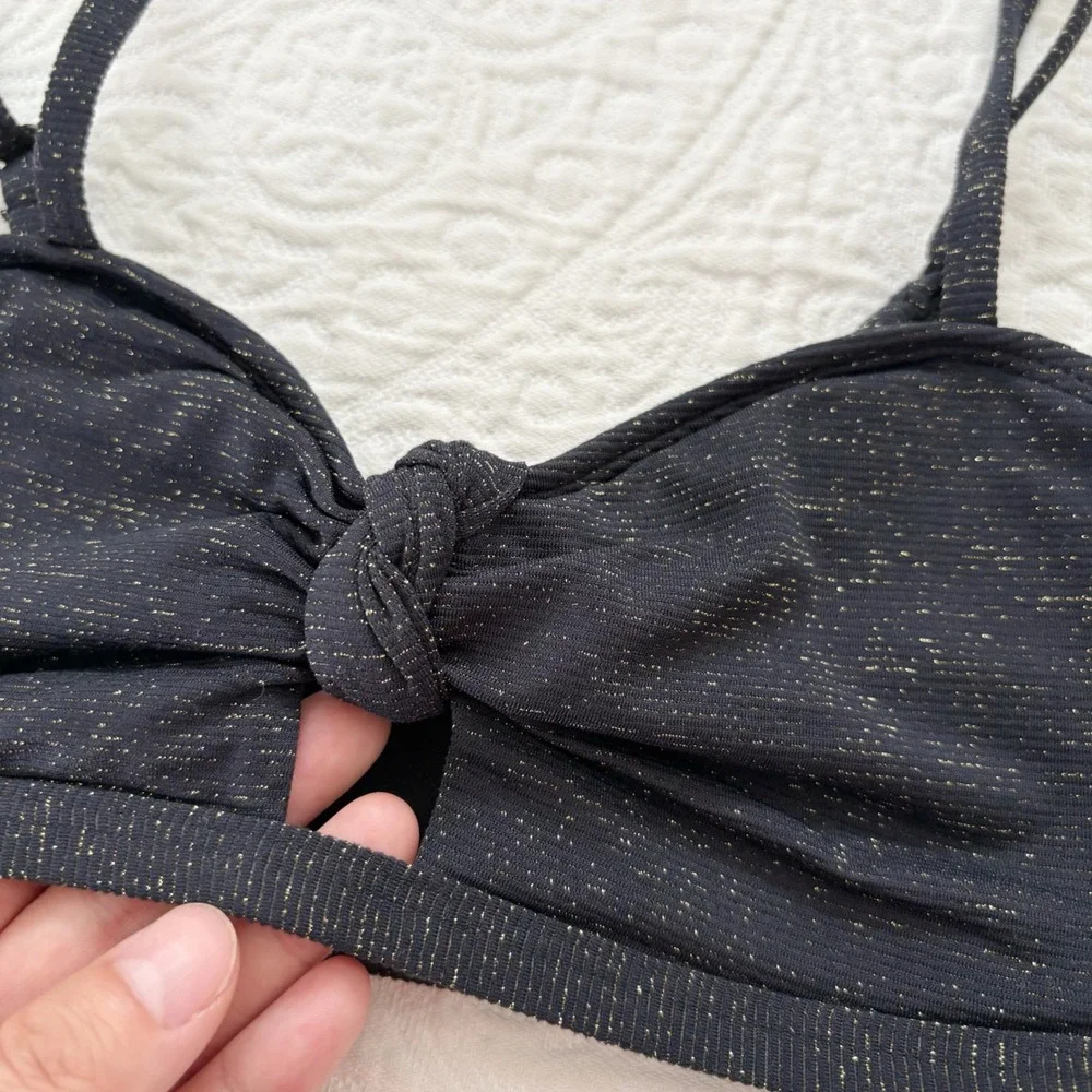 Art Class Girls' Seaside Shine Black / Gold Bikini Swim Set - Sz L 10/12